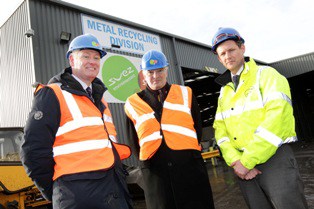 (l-r) SITA chief executive David Palmer-Jones, minister for crime prevention Lord Henley and SITA head of metals trading Mark Woodroffe